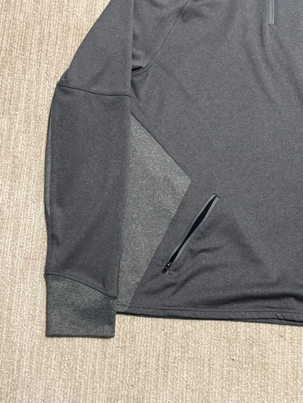 Hylete Mens Size L Gray Flexion II Quarter Zip Jacket Thumbholes Performance